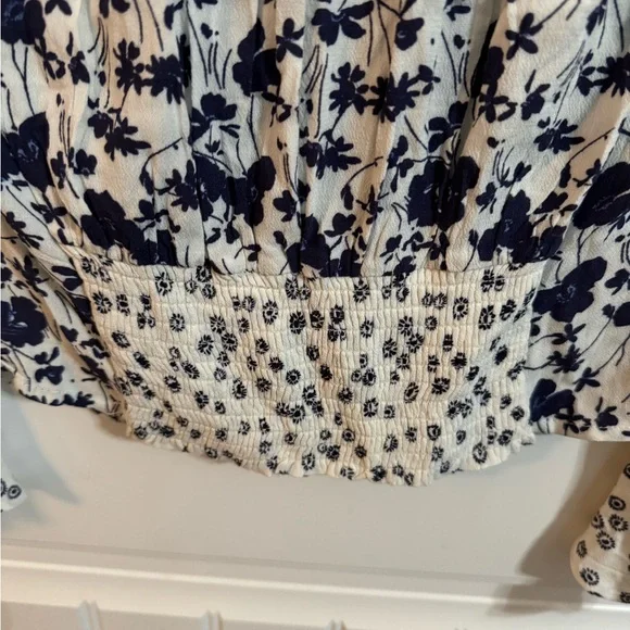 Free People Lady Bohemian Bell Sleeve Floral Crop Smocked Top - Picture 8 of 8